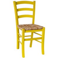 Gelber Venedig-Holzstuhl mit Sitz aus Reisstroh von OKAFFAREFATTO