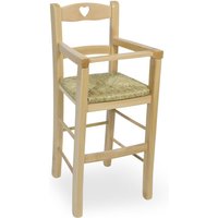Hochstuhl aus naturfarbenem Holz mit Sitzfläche aus Moorstroh für Kinder von OKAFFAREFATTO
