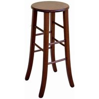 Hocker h 80 cm aus dunklem Nussbaum mit runder Sitzfläche und Säbelbeinen von OKAFFAREFATTO