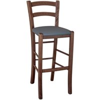 Hocker Venezia aus dunklem Nussbaumholz h 73 mit Sitzfläche Kunstleder grau anthrazit von OKAFFAREFATTO