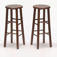 Barhocker, 2er-Set, rund, h 68 cm, mit geraden Beinen aus dunklem Walnussholz von OKAFFAREFATTO