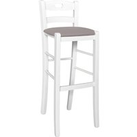 Barhocker aus Holz weiß mit Rückenlehne h 80 cm Sitz Leder-Tortora Barhocker aus Holz weiß mit Rückenlehne h 80 cm Sitz Leder-Tortora von OKAFFAREFATTO