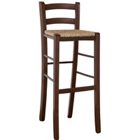 Barhocker aus dunklem Nussbaum h 80 cm mit Strohsitz von OKAFFAREFATTO