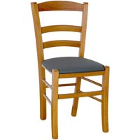 Bauernstuhl aus hellem Walnussholz mit anthrazitfarbenem Kunstledersitz von OKAFFAREFATTO