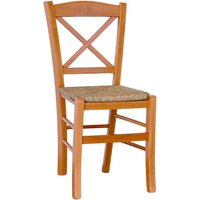 Silla de comedor Paesana cruz en madera cerezo con asiento en paja von OKAFFAREFATTO