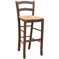 Okaffarefatto - Hocker Venezia aus dunklem Nussbaumholz h 73 mit Sitzfläche aus Reisstroh Okaffarefatto - Hocker Venezia aus dunklem Nussbaumholz h 73 mit Sitzfläche aus Reisstroh von OKAFFAREFATTO