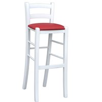 Hocker aus weiß lackiertem Holz mit roter Sitzfläche, Höhe 80 cm von OKAFFAREFATTO