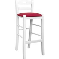 Okaffarefatto - Hocker aus weißem Holz mit Loch in der Rückenlehne h66 Sitz Kunstleder rot von OKAFFAREFATTO