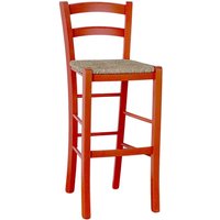 Hoher Hocker aus orangefarbenem Holz, h 73 cm, rustikaler Stil für Zuhause und Bar von OKAFFAREFATTO