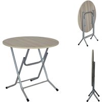 Okaffarefatto - Runder Klapptisch, Durchmesser 80 cm, aus Eisen mit Tischplatte in Holzoptik von OKAFFAREFATTO