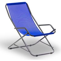 Okaffarefatto - Creta Schaukelstuhl aus lackiertem Stahlrohr mit blauem PVC-Tuch von OKAFFAREFATTO