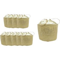 Okaffarefatto - Set 10 runde Jutesäcke mit Kordelzug h 26 cm x 25 cm strapazierfähig von OKAFFAREFATTO