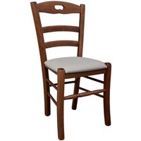 Stuhl Loris Holz Nussbaum dunkel mit gepolstertem Sitz Kunstleder Taupe von OKAFFAREFATTO
