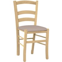 Stuhl aus Holz Venedig Natur mit Sitz in Kunstleder grau Taupe Stuhl aus Holz Venedig Natur mit Sitz in Kunstleder grau Taupe von OKAFFAREFATTO