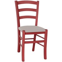Stuhl aus Holz Venedig rot mit Sitzfläche aus Kunstleder grau Taupe von OKAFFAREFATTO