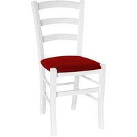 Stuhl aus Holz Venedig weiß mit Sitz Kunstleder rot von OKAFFAREFATTO