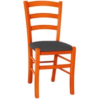 Stuhl aus Holz venezia orange mit Sitzfläche aus Kunstleder grau anthrazit von OKAFFAREFATTO