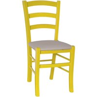 Stuhl aus venezianischem Holz mit Sitzfläche aus schwarzem Kunstleder von OKAFFAREFATTO