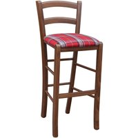 Okaffarefatto - Hocker Venezia aus dunklem Nussbaumholz h 73 cm mit Sitz aus schottischem Stoff Okaffarefatto - Hocker Venezia aus dunklem Nussbaumholz h 73 cm mit Sitz aus schottischem Stoff von OKAFFAREFATTO