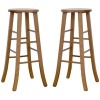 Okaffarefatto - Runde Barhocker im 2er-Set, Höhe 80 cm, Säbelbeine aus hellem Walnussholz von OKAFFAREFATTO