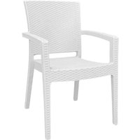 Sessel aus Kunststoff in Rattanoptik mit weißen Armlehnen von OKAFFAREFATTO