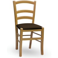 Sitze Venezia aus hellem Nussbaumholz mit gepolstertem Sitz aus braunem Kunstleder Sitze Venezia aus hellem Nussbaumholz mit gepolstertem Sitz aus braunem Kunstleder von OKAFFAREFATTO