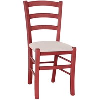 Stuhl Holz Venedig rot mit beige Kunstleder-Sitz von OKAFFAREFATTO