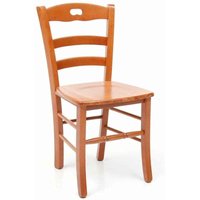Okaffarefatto - Stuhl Modell Loris mit Sitz aus Massivholz in der Farbe Kirsche von OKAFFAREFATTO