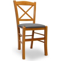 Okaffarefatto - Stuhl Venezia aus Kirschbaumholz mit Sitzfläche aus Kunstleder grau anthrazit von OKAFFAREFATTO