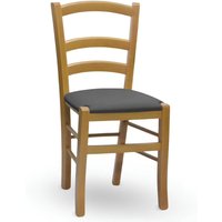 Stuhl Venezia aus hellem Nussbaumholz mit Sitzfläche aus grauem Leder von OKAFFAREFATTO