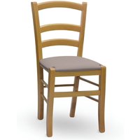 Stuhl Venezia aus hellem Nussbaumholz mit Sitzfläche aus schwarzem Kunstleder von OKAFFAREFATTO