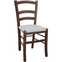 Stuhl aus venezianischem Holz aus dunklem Walnussholz mit Sitz aus eisgrauem Kunstleder Stuhl aus venezianischem Holz aus dunklem Walnussholz mit Sitz aus eisgrauem Kunstleder von OKAFFAREFATTO