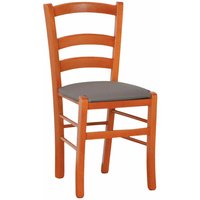 Okaffarefatto - Stuhl aus venezianischem Kirschholz mit taubengrauem, gepolstertem Sitz aus Kunstleder von OKAFFAREFATTO