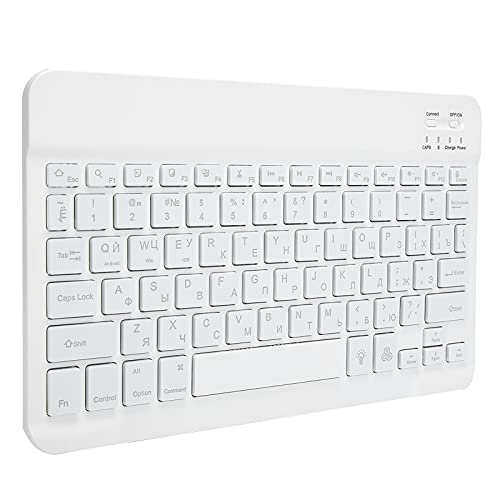 OKAT Kabellose -Tastatur, tragbare kabellose Tastatur mit RGB-Hintergrundbeleuchtung mit quadratischer Tastenkappe für Tablet für Telefon(Weiß, Russisch) von OKAT