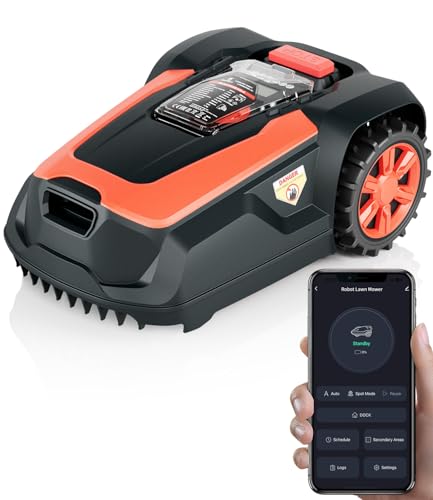 OKAYBOT M1 Mähroboter mit Begrenzungskabel für Gärten bis 1400m², Rasenmäher Roboter mit Schnitthöhe 25-6mm, 47% Steigunge, 22 cm Schnittbreite, App Steuerung, WLAN, Bluetooth von OKAYBOT
