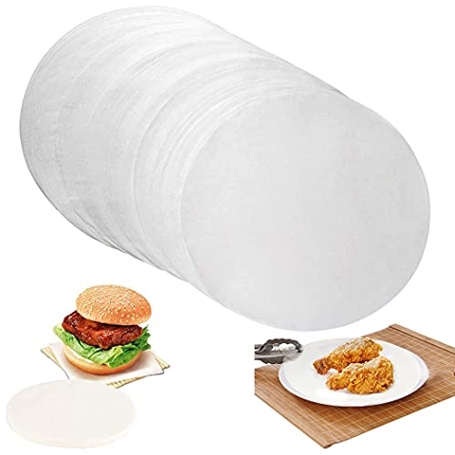 OKBY Rundes Pergamentpapier - 100 Stück Backpapier Rundes, 10 Zoll BBQ-Pergament Antihaft-Backpapier Pergamentpapier Kreise Blätter für Grill Cook Steam Air Fryers (Weiß) von OKBY