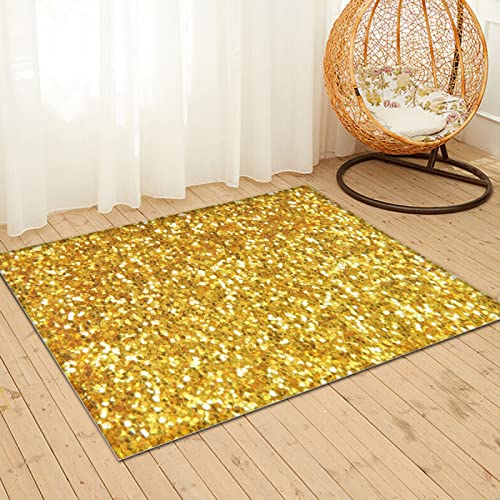 OKCELL 120 x 180/180 x 120 cm, glitzernd, goldfarben, Muster, Teppich, superweicher Teppich für Wohnzimmer, maschinenwaschbar, superweicher Teppich von OKCELL
