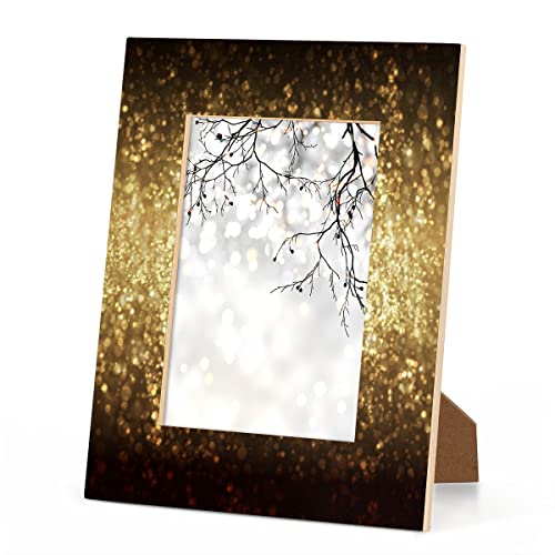 OKCELL Glitzer-Bilderrahmen mit goldenem Galaxie-Stern, kann 13 x 18 cm große Fotos präsentieren. Rahmen können vertikal oder horizontal auf einem Tisch oder einer Wand aufgestellt werden von OKCELL