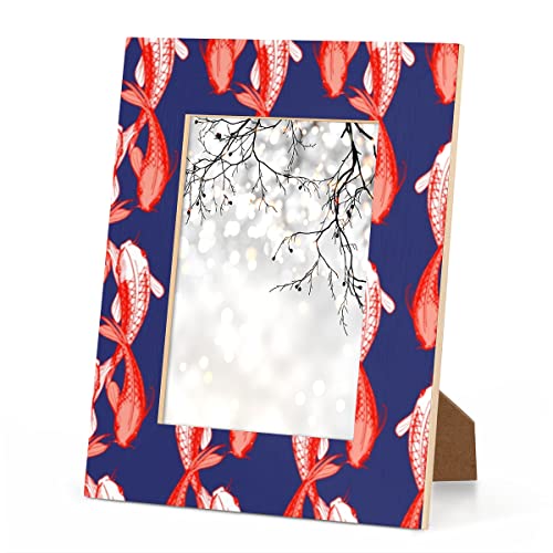 OKCELL Japanischer japanischer roter Fisch-Koi-Bilderrahmen kann 10 x 15 cm große Fotos präsentieren. Dieser Rahmen kann vertikal oder horizontal auf einem Tisch oder einer Wand aufgestellt werden von OKCELL