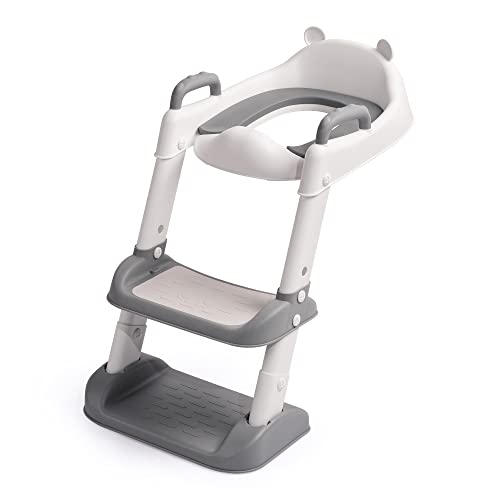 OKCS Töpfchen Toilettensitz Baby mit Treppe: Kinder WC Sitz Toilette Toilettentrainer für Kleinkinder Jungen und Mädchen - Höhenverstellbar und Klappbar Reise-Badezimmersitz mit Spritzschutz von OKCS