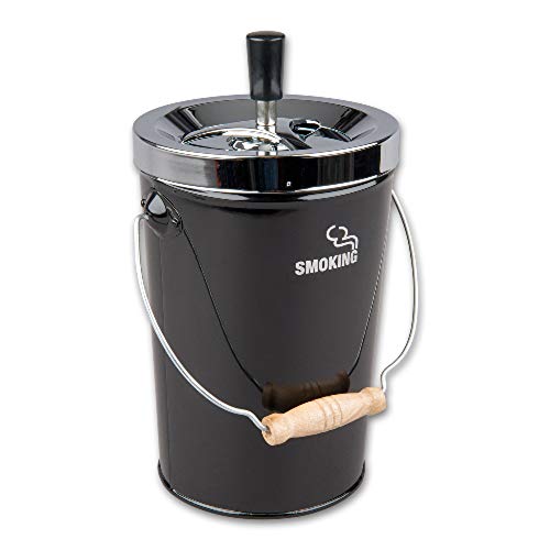 Aschenbecher Kübel XXL-Format Schleuderascher 20cm Metall schwarz-Chrom von OKEPS GD