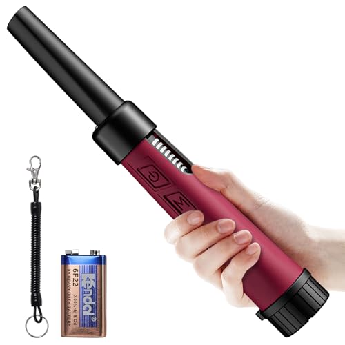 OKESAM Metalldetektor Pinpointer für Erwachsene, IP68 Vollständig Wasserdicht Metalldetektor LCD Signalanzeige Handheld Pin Pointer Zauberstab Unterwasser Schatzsuche 360°Erkennung LED Licht Rot von OKESAM