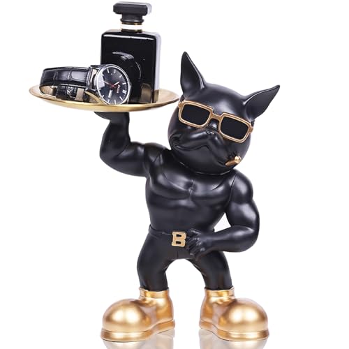OKESYO Bulldogge Skulptur Deko, Französische Bulldogge Tablett Deko, Bulldogge Tablett Deko, Hund Deko Weihnachten Geschenk für Wohnzimmer, Eingangsbereich, Büro, Schreibtischdekoration OKESYO Bulldogge Skulptur Deko, Französische Bulldogge Tablett Deko, Bulldogge Tablett Deko, Hund Deko Weihnachten Geschenk für Wohnzimmer, Eingangsbereich, Büro, Schreibtischdekoration von OKESYO