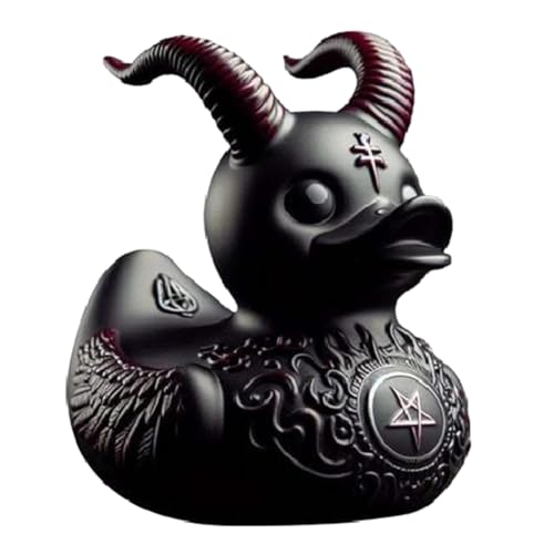 OKESYO Duckieville Enten Statue, Gothic Satan Entenstatue Schwarz, Harz Enten Ornament Skulptur Deko Geschenke für Zuhause Desktop, Schreibtisch, Heim von OKESYO