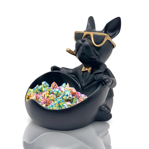 OKESYO Bulldogge Skulptur Deko, Französische Bulldogge Tablett Deko, Bulldogge Tablett Deko, Wohnzimmer Büro Moderne Hund Deko, Geschenk für Frauen Männer Mama von OKESYO