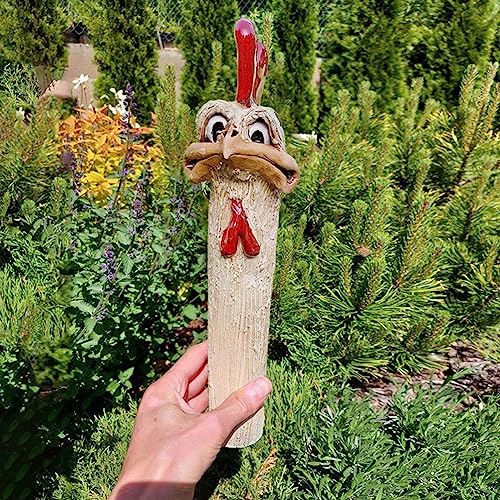 OKESYO Huhn Gartenstecker, Harz Hühnerhals Gartendeko, Huhn Gartenstecker, Wetterfest Huhn GartenFigur, 24 cm hoch Lustige Deko von OKESYO