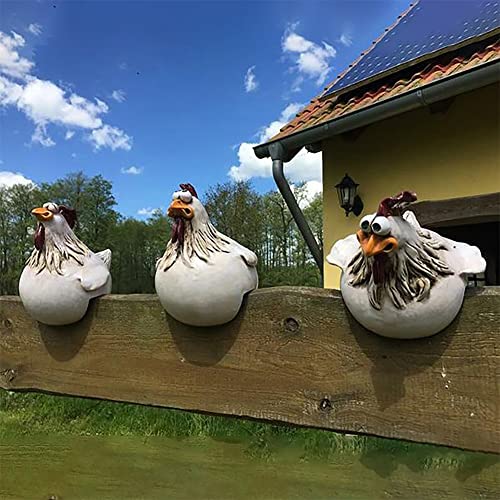 OKESYO Keramik Huhn Gartendeko 3 Stück Huhn Gartenstecker Keramikfigur Gartendeko für Draußen Figuren Huhn Hühner Deko für Terrassen Balkon Hinterhof Außen Dekoration von OKESYO