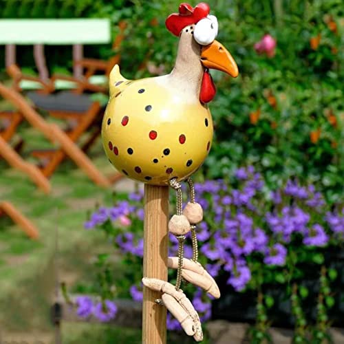 OKESYO Keramik Huhn Gartendeko Harz Gartenstecker Tierfigur Huhn Gartenstecker Handarbeit Keramikfigur Gartendeko Terrasse Wetterfest Huhn Gartenstecker Figur von OKESYO