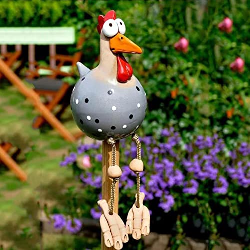 OKESYO Keramik Huhn Gartendeko Huhn Gartenstecker Keramikfigur Gartendeko für Draußen Figuren Huhn Hühner Deko für Terrassen Balkon Hinterhof Außen Dekoration von OKESYO