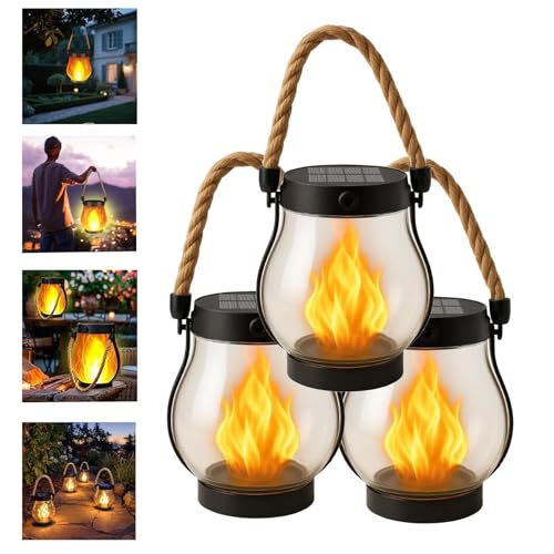 OKESYO Solar Laterne mit Tanzende Flammen, 3 Stück Solar Lampe Outdoor Hängend, Campinglampe Solar Garten für Außenbereich,Terrasse, Veranda, Balkon OKESYO Solar Laterne mit Tanzende Flammen, 3 Stück Solar Lampe Outdoor Hängend, Campinglampe Solar Garten für Außenbereich,Terrasse, Veranda, Balkon von OKESYO